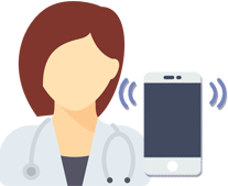 Icon of a doctor and her cellphone